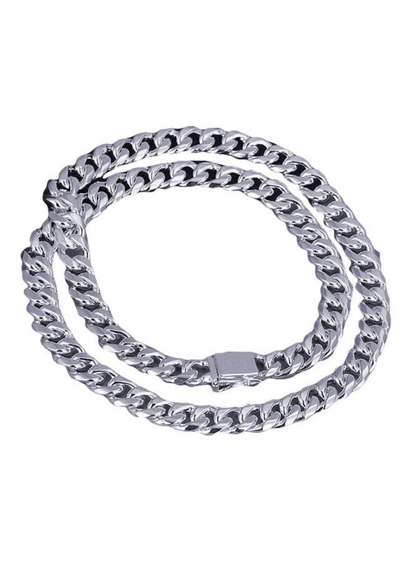 

Generic Copper Stamp Chain Necklace for Men, Silver