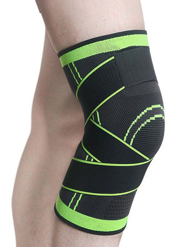 

Generic 2 Piece Basketball Unisex Knee Brace Compression Sleeve Pad with Knitted Adjustable Straps, X-Large, Y17434GR-XL-KM, Black/Light Green