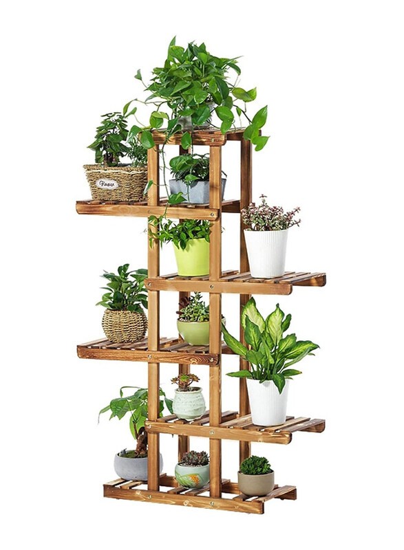 

DubaiGallery Wooden Plant Stand Carbonized Wood Plant Stand Holder Flower Display Stand Flower Pot Rack, Brown