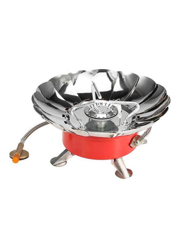 

Lixada Windproof Piezo Ignition Gas Stove with Extended Pipe, Silver/Red