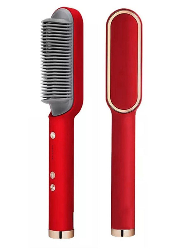 

DubaiGallery Hair Straightening Electric Comb, Red/Grey