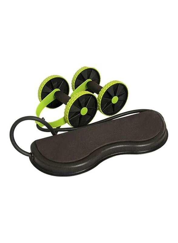 

Generic Dual Wheels Abdominal Elastic Resistance Pull Rope, Black/Green