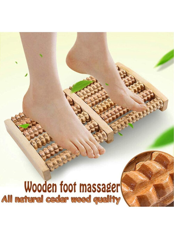 

Generic 5 Row Wooden Foot Roller Reflexology Massager Relaxation Relief Anti Cellulite Gift, 1 Piece
