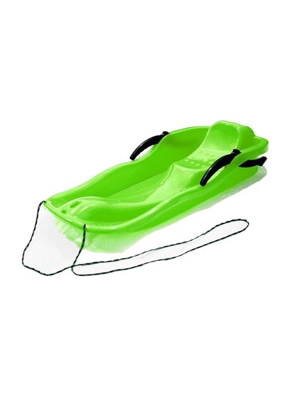 

Dubaigallery 2-Person Plastic Sled Luge Snow Grass Sand Board Ski Pad Snowboard with Rope, Ages 6+