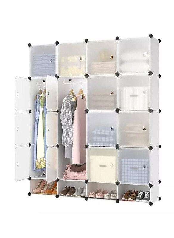 

DubaiGallery 16-Cube Shoe Rack DIY Plastic Storage Organizer, White