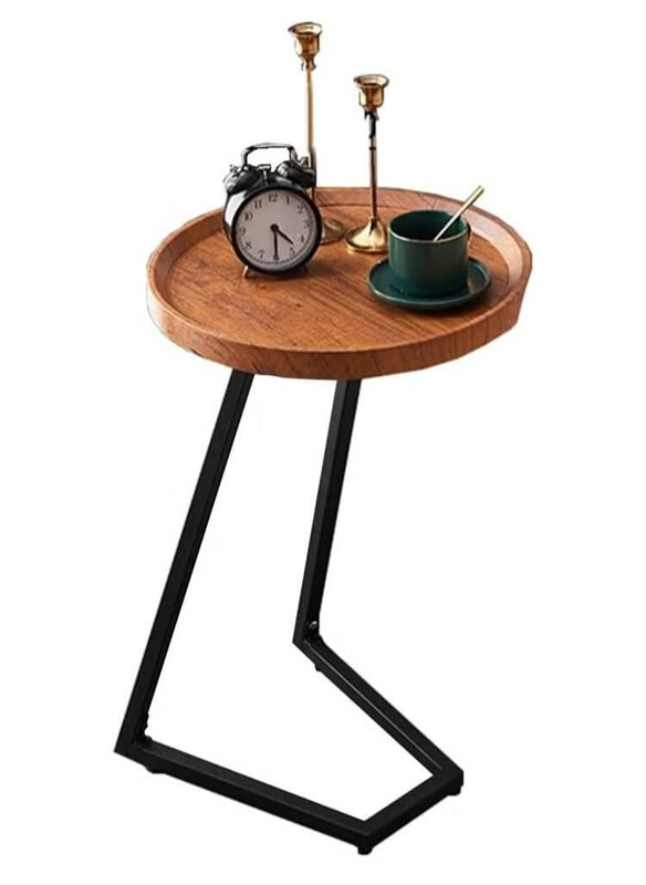 

DubaiGallery Mobile Minimalist Small Sofa Bed Side Coffee Table with Cabinet for Small Apartment, Brown/Black