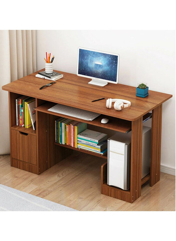 

DubaiGallery Versatile Desktop Computer Desk with Keyboard Stand and Main Computer Shelf, Brown