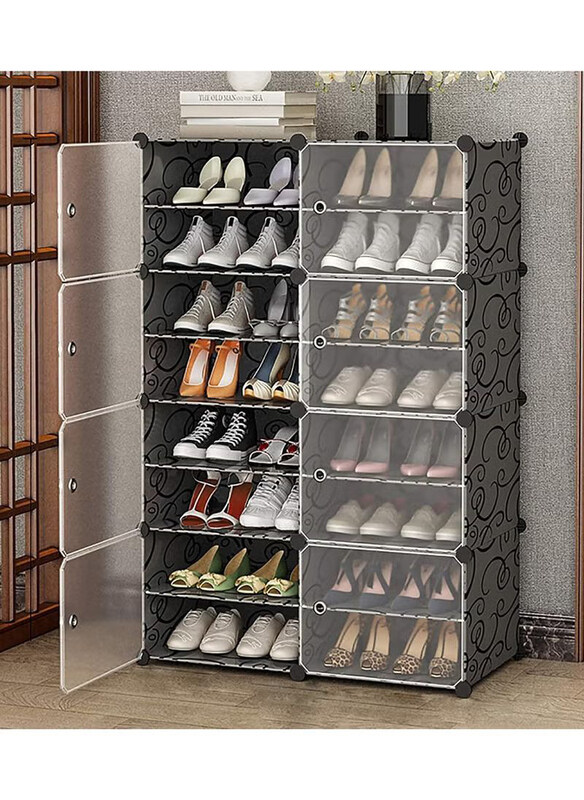 

DubaiGallery Closets Mobile Box Display Shoe Cabinet Storage Racks Cupboard Sabatier, Black