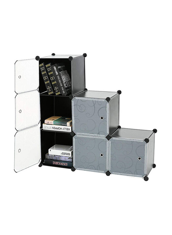 

Generic 6 Cells Multifunctional Deatchable Storage Cabinet, Clear/Black