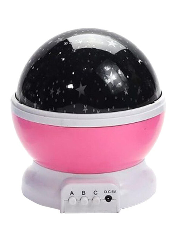 

Generic Star & Moon Rotating Projector Round Night Lamp, White/Pink
