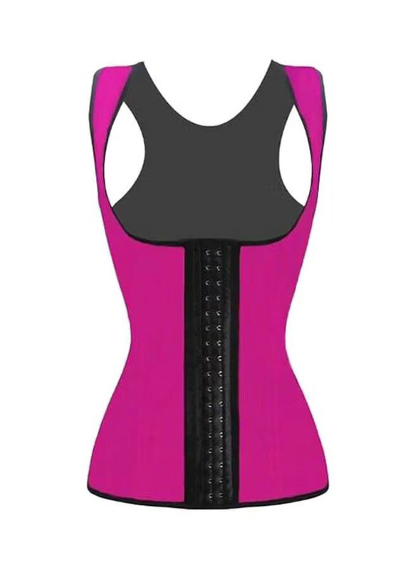 

Generic 2 Hooks Back Side Girdle Corset, Pink/Black, 3XL