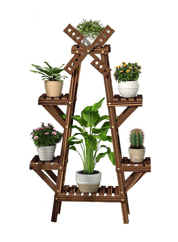 

DubaiGallery Vintage Wooden Ladder Plant Stand, Brown