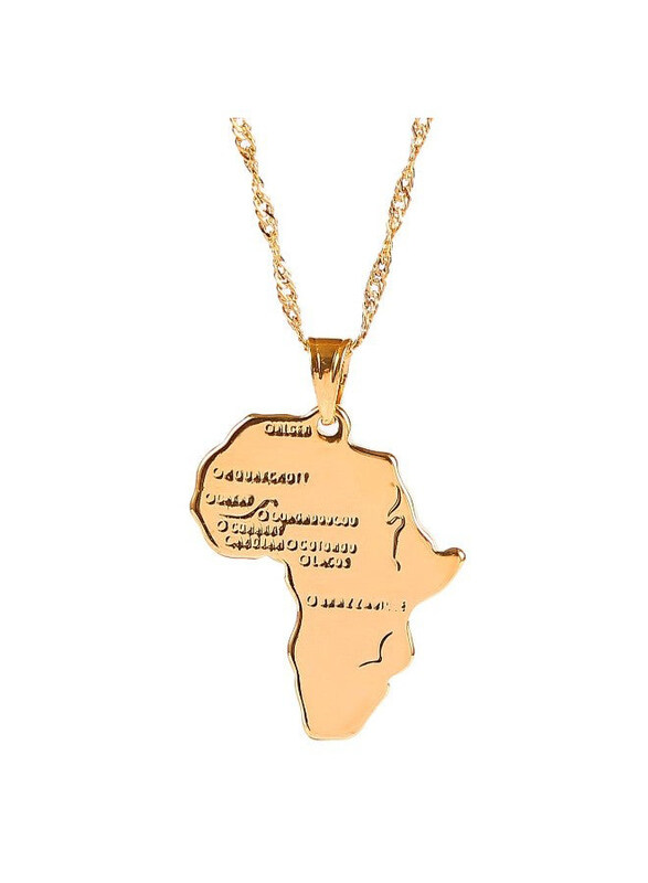 

Br Gold Jewelry Gold Plated Africa Map Pendant Necklace for Men, Gold