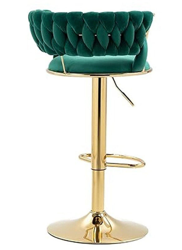 

DubaiGallery Modern Round Adjustable Luxury Bar Stool, Green/Gold