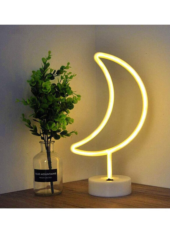 

DubaiGallery LED Moon Shaped Light Flash Sign, Warm White