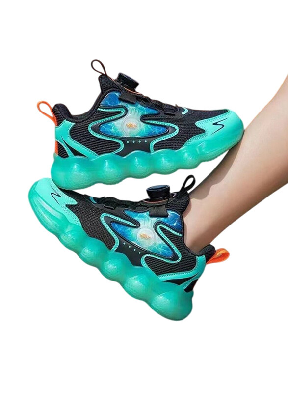 

DubaiGallery Fashion Trendy Jelly Soft Sole LED Lighting Kids Unisex Casual Shoes, 33 EU, Turquoise/Black