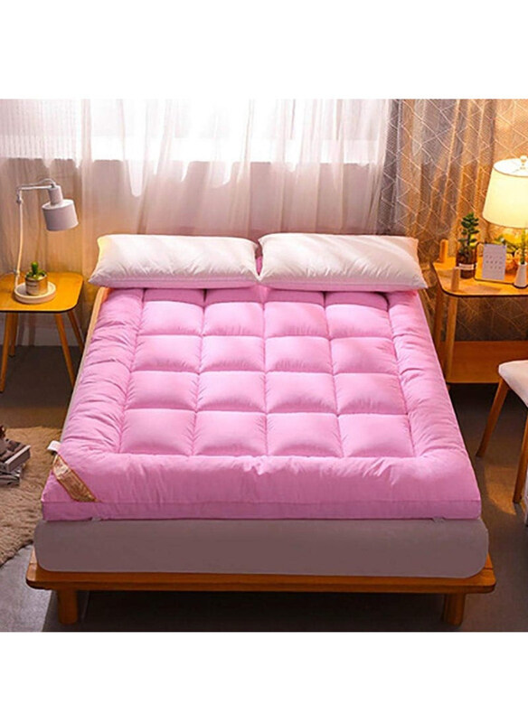 

DubaiGallery Cotton Quilted Fitted Cooling Full Mattress Topper with Soft Snow Down Alternative Fill Breathable Mattress Protector, Pink