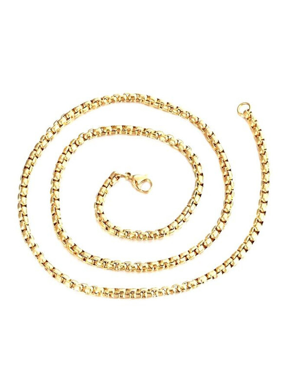 

Generic Stainless Steel 18K Gold Plated Chain Necklace for Men, Gold