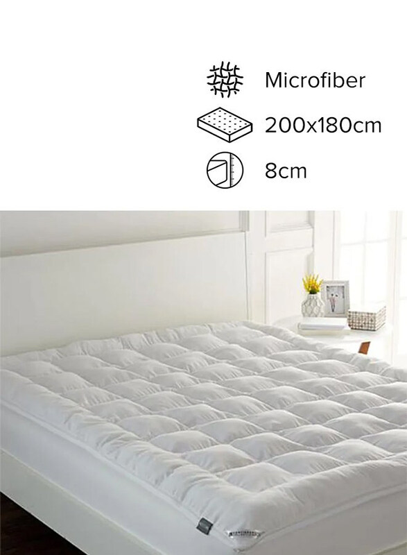 

Regal In House One Layer Microfiber Mattress Topper, Super King, White