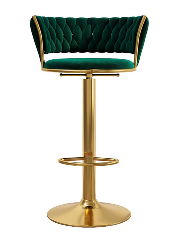 

DubaiGallery Luxury Bar Modern Round Adjustable Reception Chair, Gold/Green