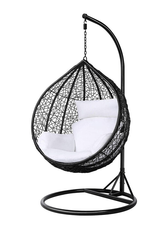 

DubaiGallery Outdoor Indoor Bird's Nest Basket Rattan Net Single Swing Chair, Black