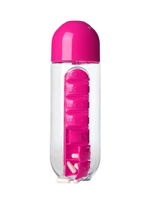 

Generic 600ml Portable Water Bottle with Pill Grids, Y2589, Pink