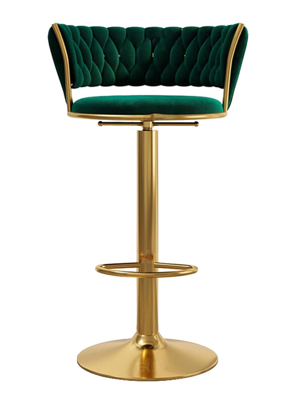 

DubaiGallery Luxury Bar Modern Round Adjustable Reception Chair, Gold/Green