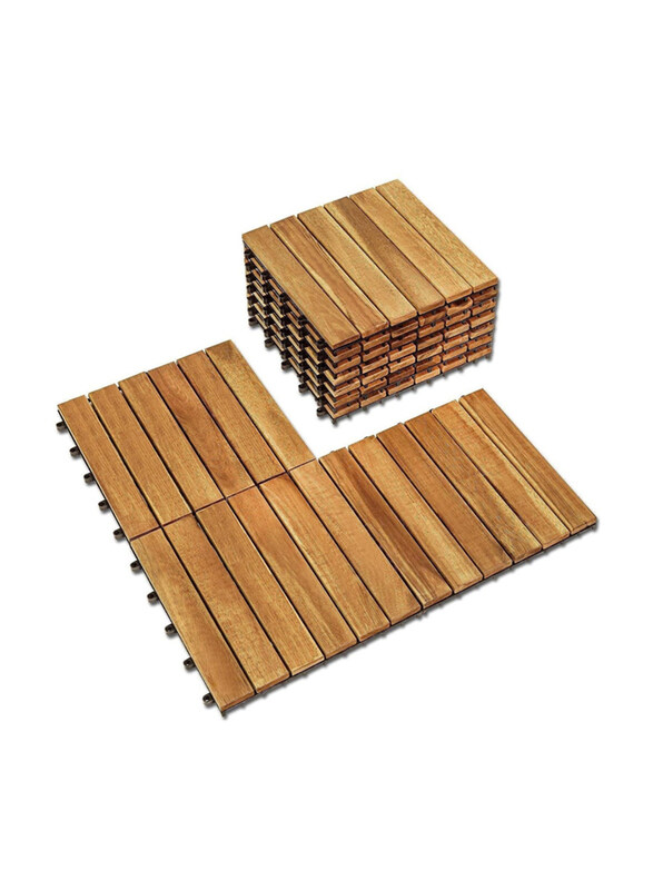 

DubaiGallery Acacia Hardwood Flooring Interlocking Tile for Outdoor, 5 Pieces, Brown