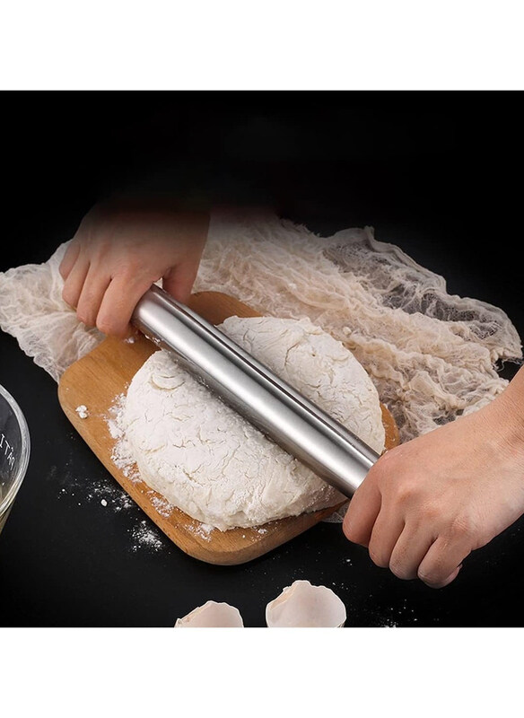 

Dubai Gallery Professional Stainless Steel French Rolling Pin, Silver