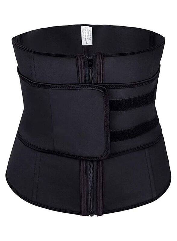 

XiuWoo Waist Trainer Trimmer Sauna Sweat Belt Shapewear, Medium, Black