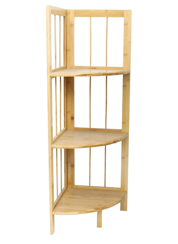 

DubaiGallery 3-Tier Bamboo Corner Shelf Cabinet Organizer, Beige