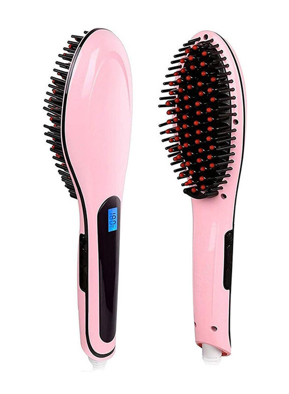 

Generic Fast Hot Hair Straightener Comb Brush, Pink