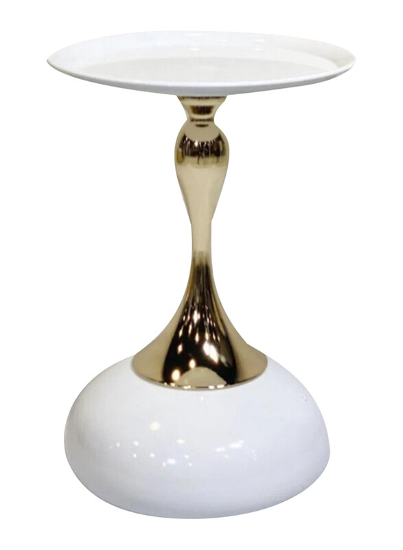 

DubaiGallery Luxury Nordic Modern Side Table, Gold/White
