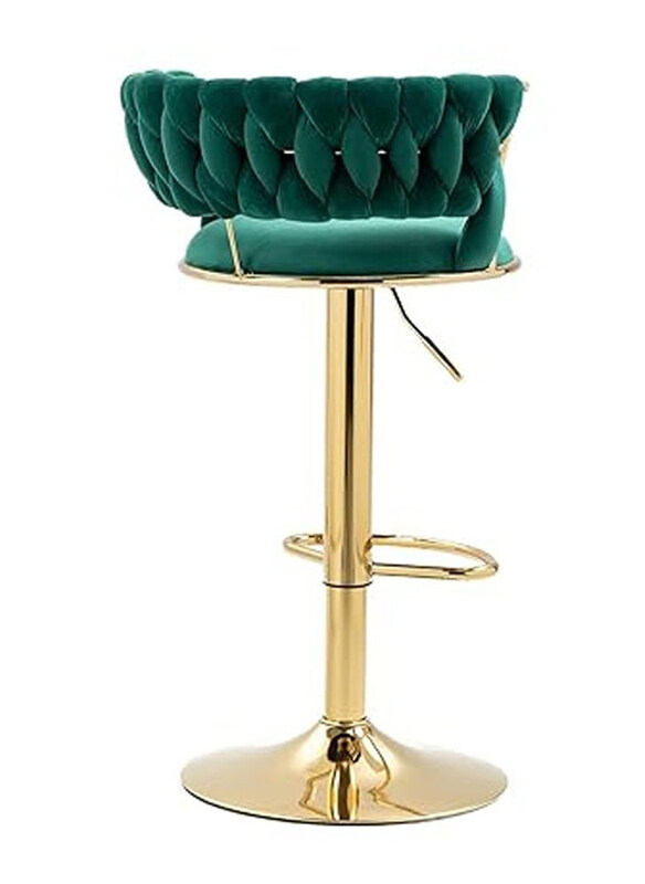 

DubaiGallery 360° Swivel Modern Round Adjustable Reception Gold Velvet Bar Chair Suitable for Bar Home Office Cafe, Green/Gold