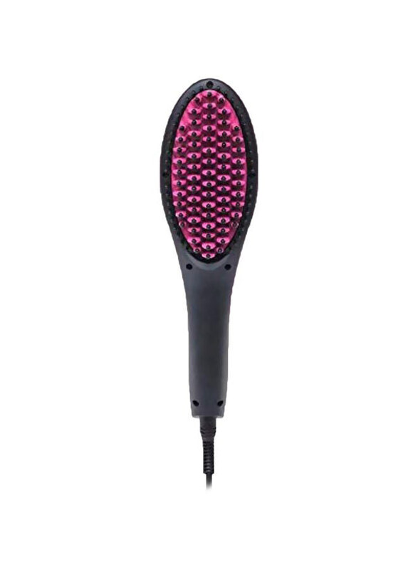 

Simply Straight Hair Straightening Brush, Black/Pink
