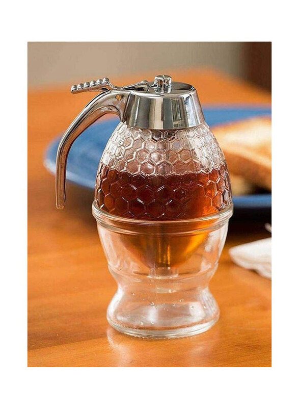 

Raqi Glass Honey Dispenser, 200ml, Clear/Silver