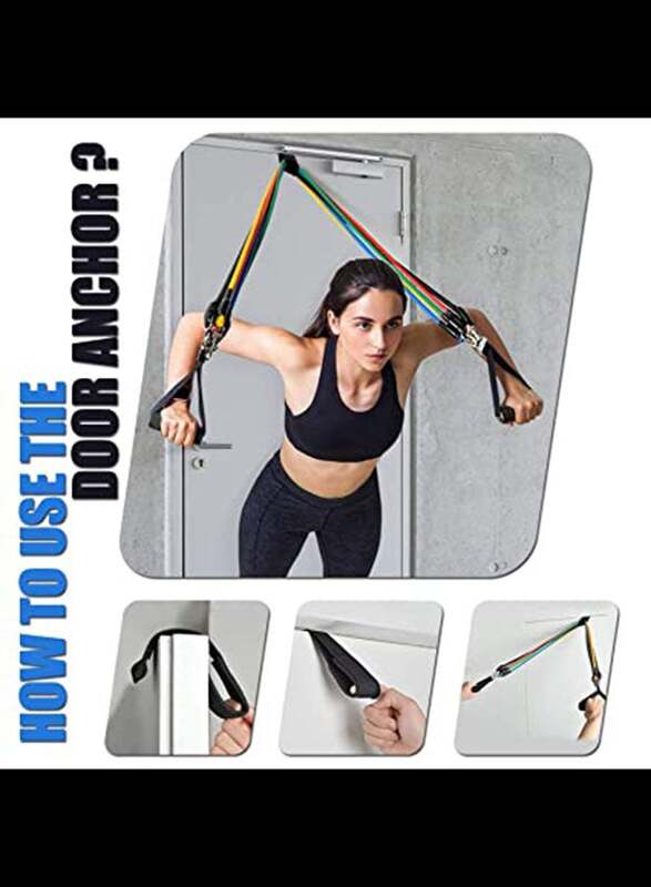 11 Pieces Fitness Resistance Bands Set, 42-Inch, Multicolour