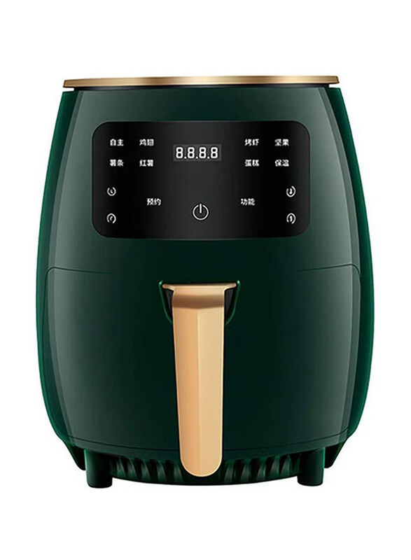 

Silver Crest 6L Intelligent Timing Temperature Resistant Electric Intellect Screen Control Multi functional Oil-Free Healthy Air Fryer, Green/Gold