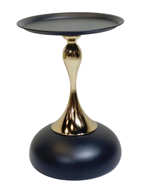 

DubaiGallery Modern Nordic Round Coffee Table, Black/Gold