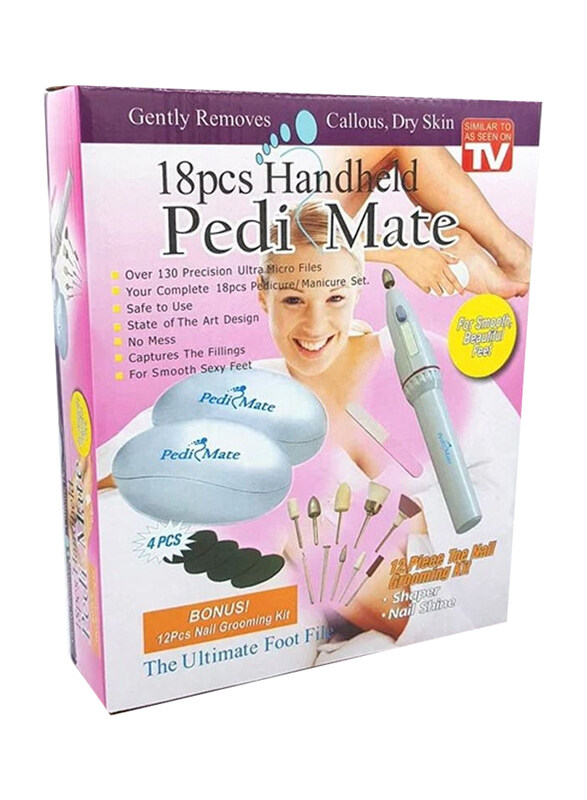 

Pedi Mate Handheld Professional Pedicure Kit, 18 Piece, Multicolour