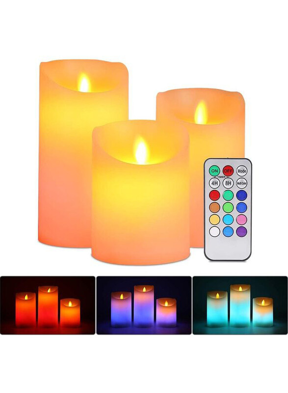 

XiuWoo 3-Piece LED Candle Light Set with Remote Control Timer, Multicolour