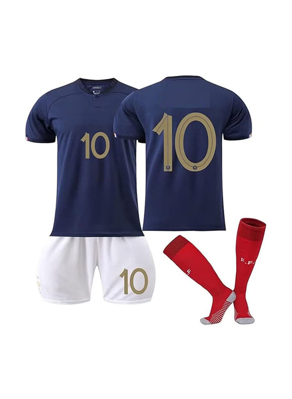 

DubaiGallery National Team Jersey Round Neck T-Shirt with Socks Printed Sports Short Sleeve Uniform T-Shirt Kit Suit, Blue/White