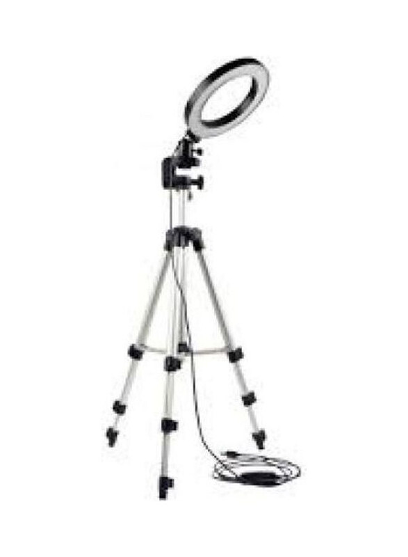

Generic Selfie Ring Light With Tripod Stand and Phone Holder, Silver/Black