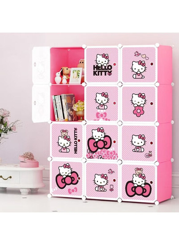 

Hello Kitty 12 Cube DIY Multipurpose Wardrobe Clothes Storage Cabinet, Pink