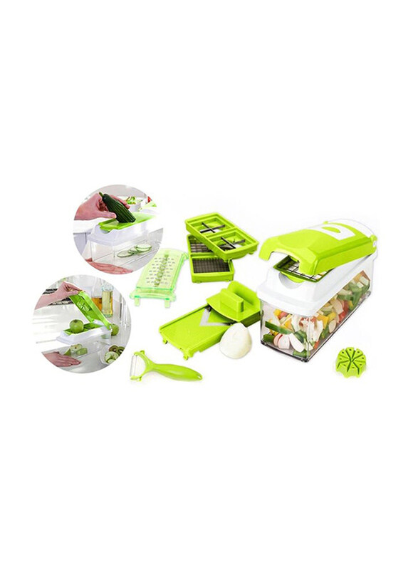 

Generic 11-Piece Fruit and Vegetable Chopper and Slicer Set, White/Green