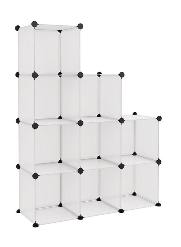 

Generic 9-Piece Plastic Cube Double Modular Shoe Rack Cabinet, Transparent
