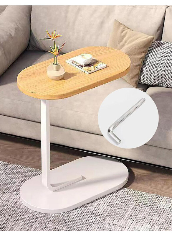 

DubaiGallery Simple and Modern Aesthetic Standing Oval Coffee Table, White/Beige