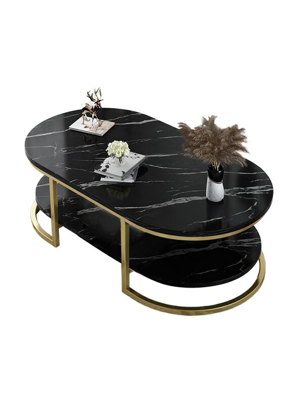 

DubaiGallery Luxury Modern Small Table, Black/Gold