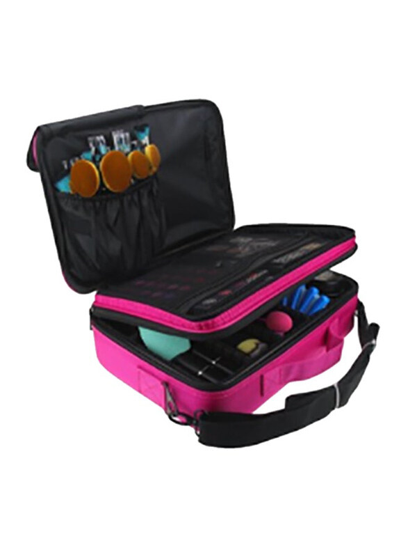 

Generic Professional Large-Capacity Cosmetic Case, Pink/Black