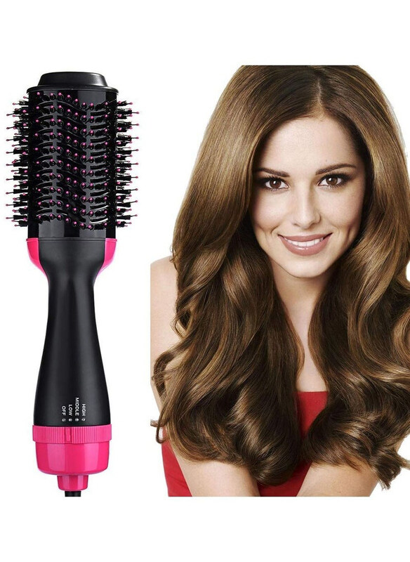 

One Step Hair Dryer & Styler Brush with Ceramic Coating, Black/Pink